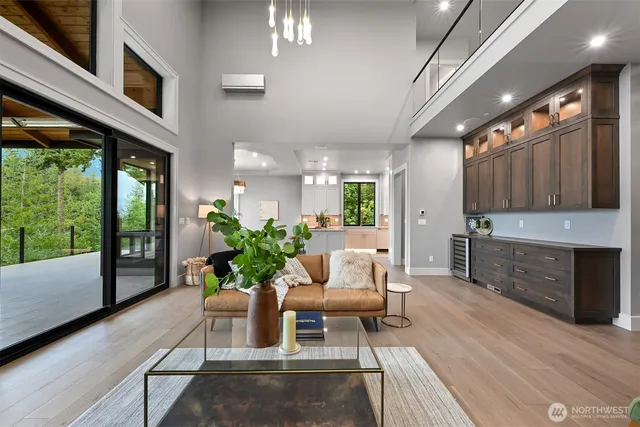 a living room with furniture fireplace and flat screen tv