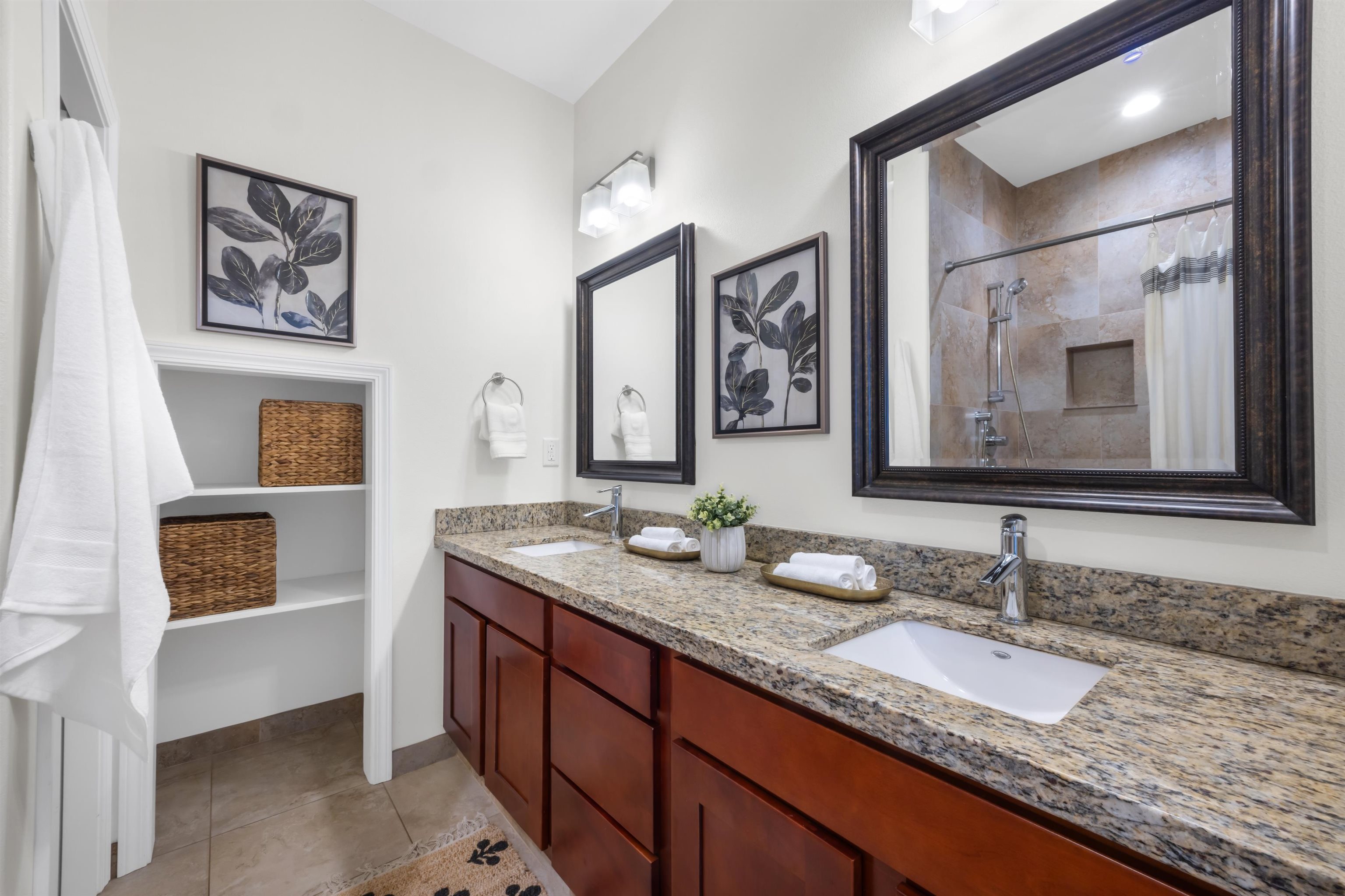 183 Kulamanu Circle Kula, HI 96790 - Photo 28 of 42 a bathroom with a granite countertop double vanity sink and a mirror