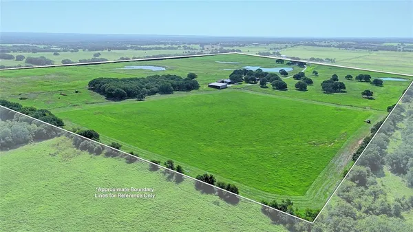 a view of a field with an ocean