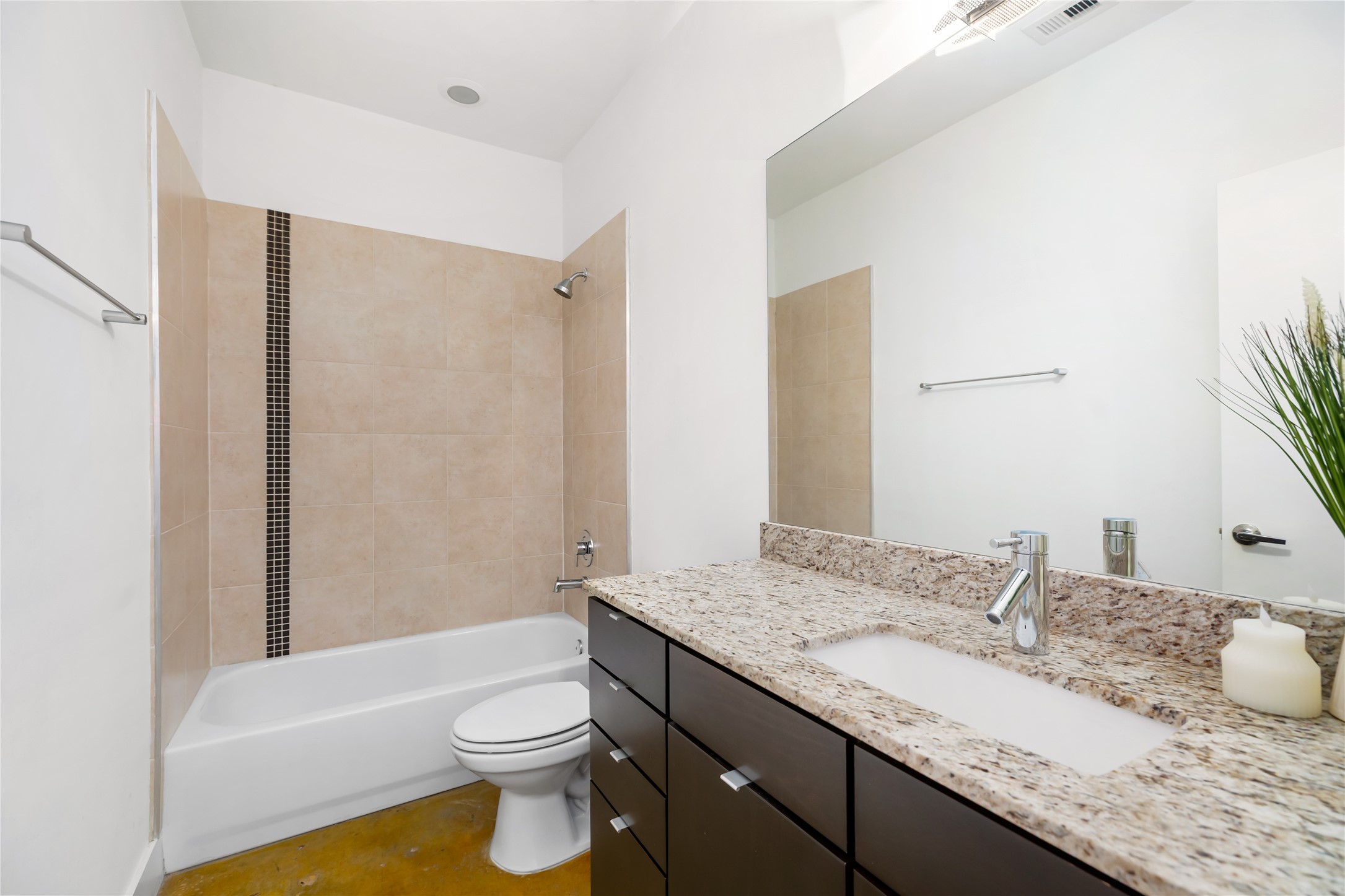 5012 Cornish Street Houston, TX 77007 - Photo 11 of 38 a bathroom with a granite countertop sink toilet and shower