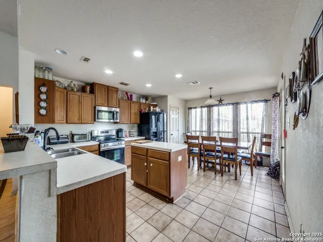 a kitchen with lots of counter top space