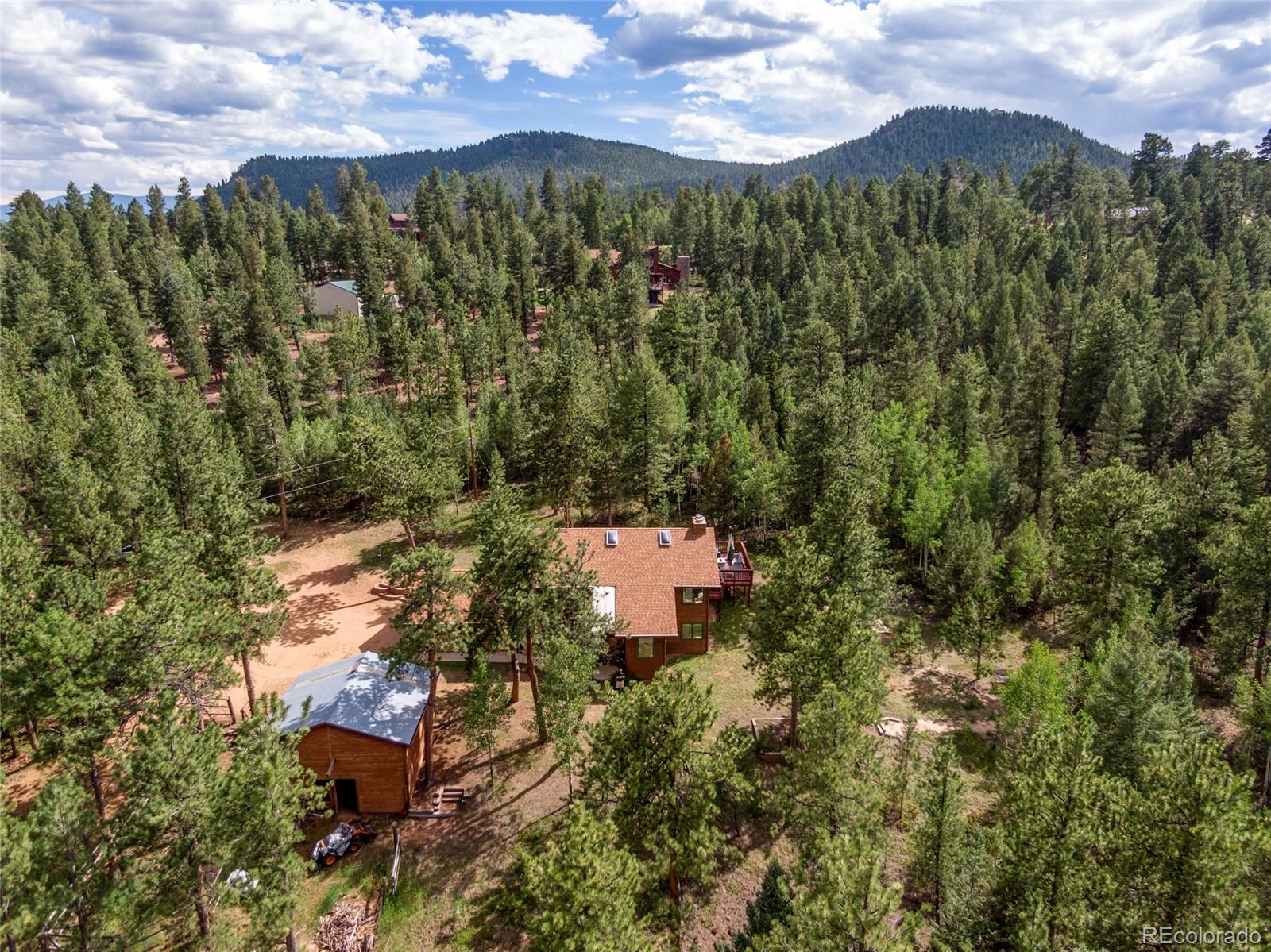 444 Nova Road Pine, CO 80470 - Photo 35 of 40 an aerial view of house with yard and mountain view in back