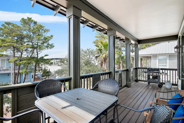 a view of a patio on the roof deck