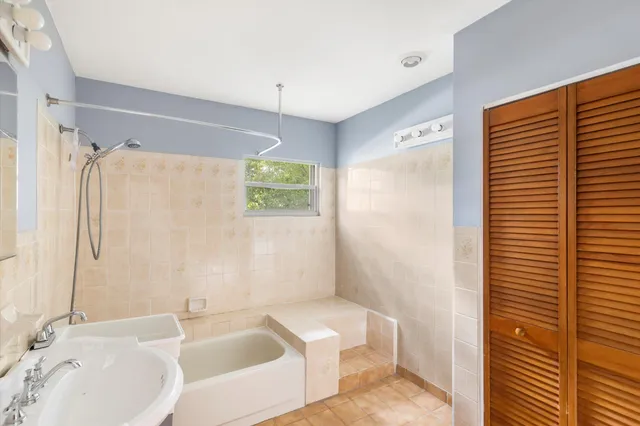 a bathroom with a sink and a tub