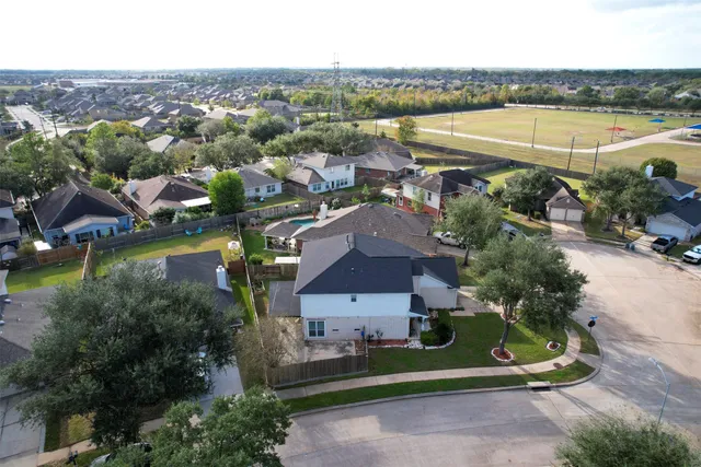 an aerial view of a house
