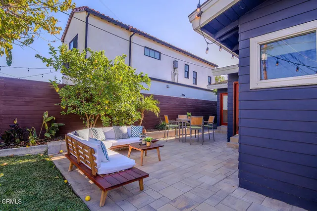 a view of a chairs in a patio