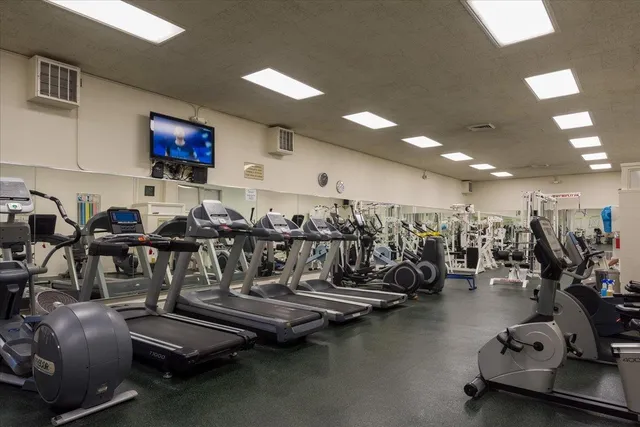 a view of a room with gym equipment