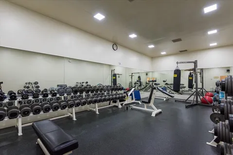 a view of a room with gym equipment