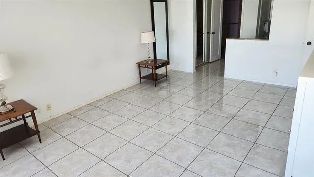 a view of a room with a window