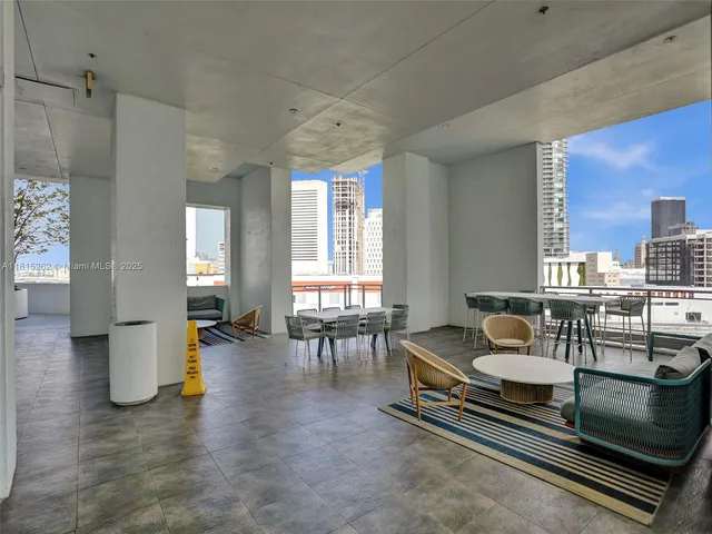 a front view of a multi story building