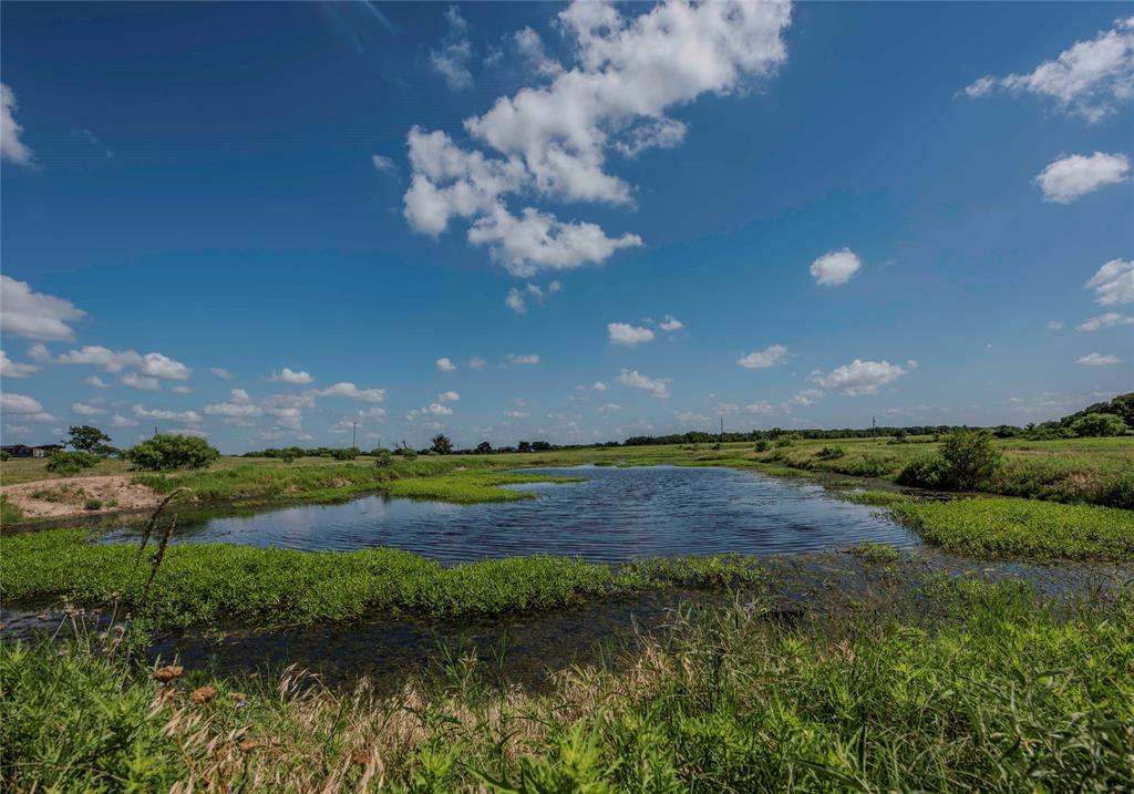 a view of an ocean and a yard