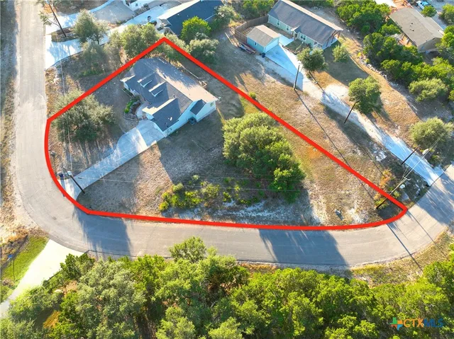an aerial view of a house