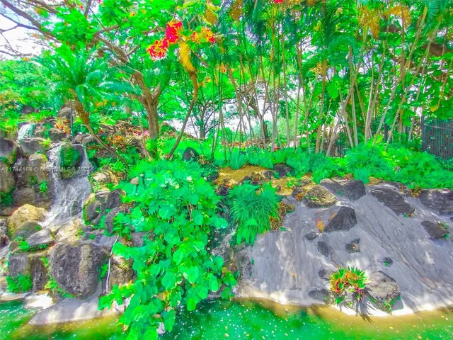 a view of a flower in a garden