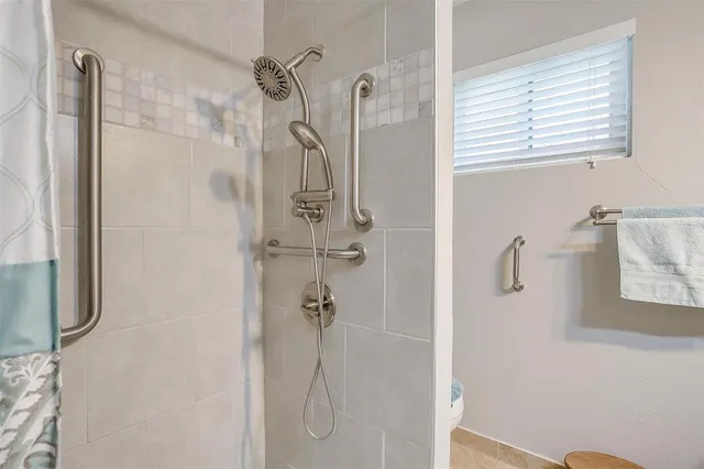 a bathroom with a shower