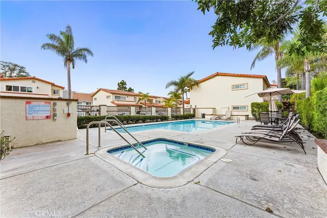 an outdoor space with seating