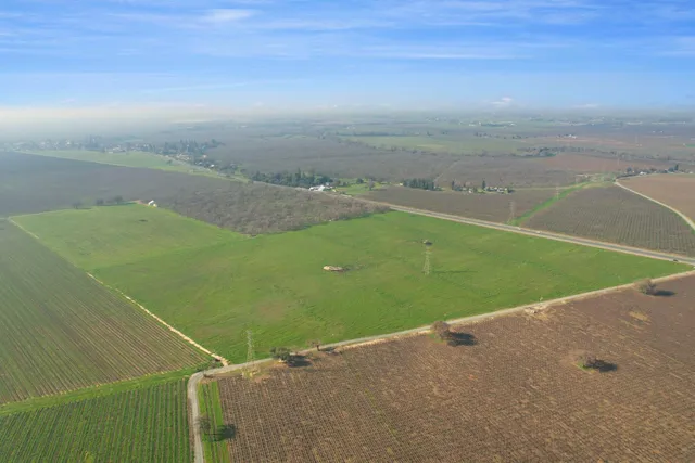 a view of a field with an ocean