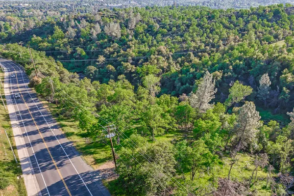 a view of a large yard with lots of green space