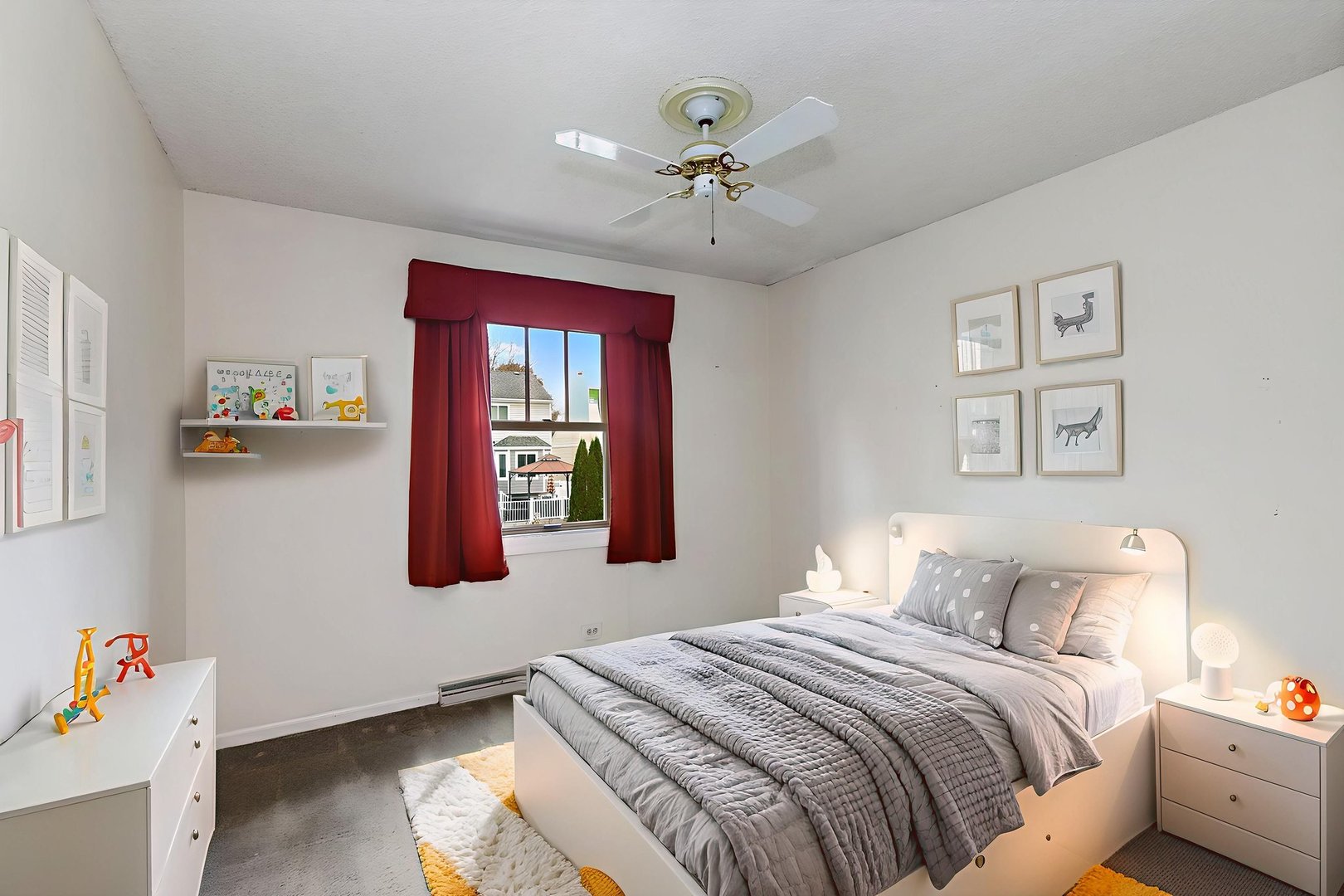 517 Sheffield Road Naperville, IL 60565 - Photo 12 of 29 a bedroom with a bed and a chandelier