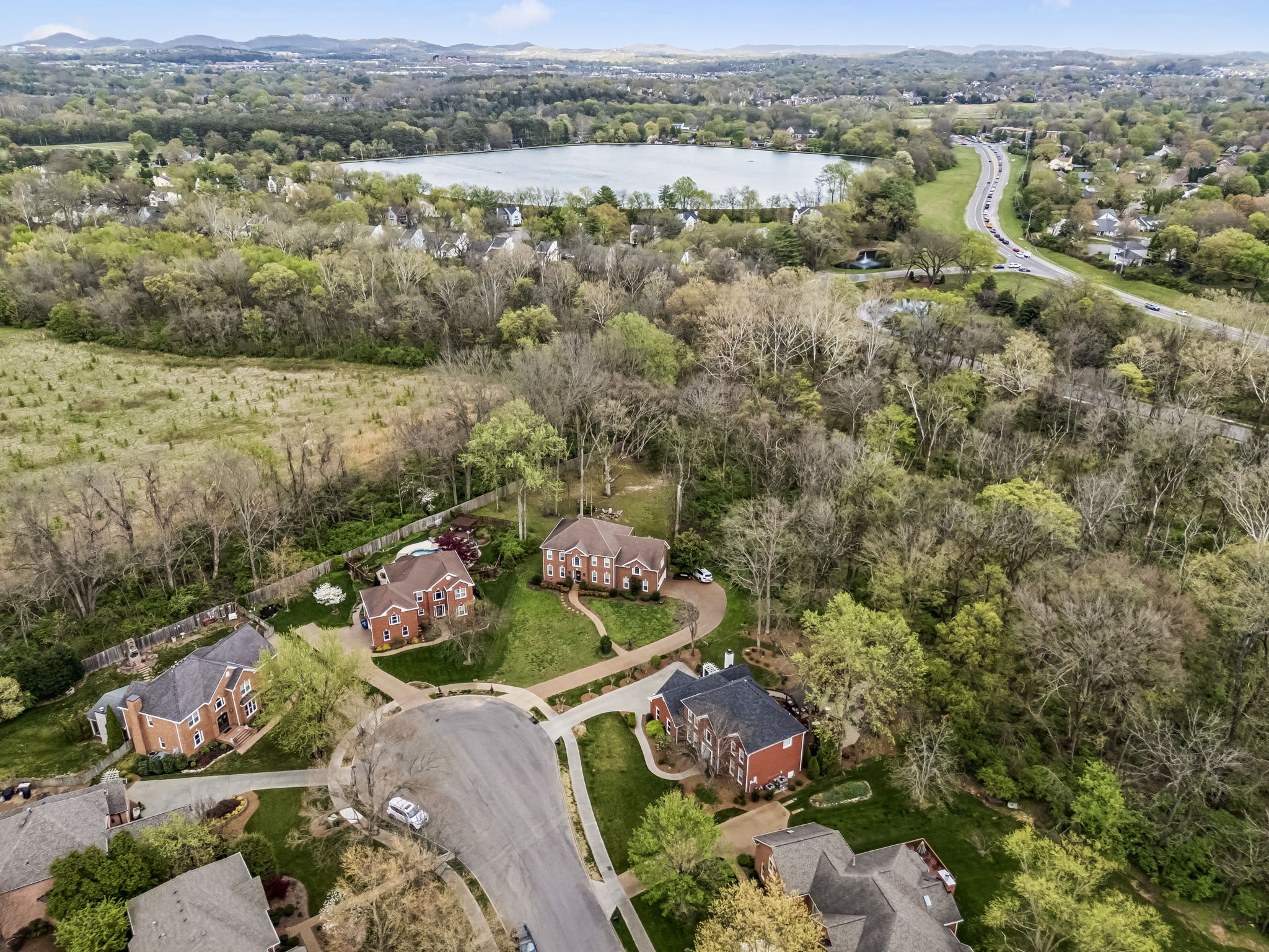 208 Landon Court Franklin, TN 37064 - Photo 54 of 58 an aerial view of lake and residential houses with outdoor space