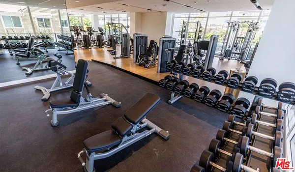 a room with gym equipment