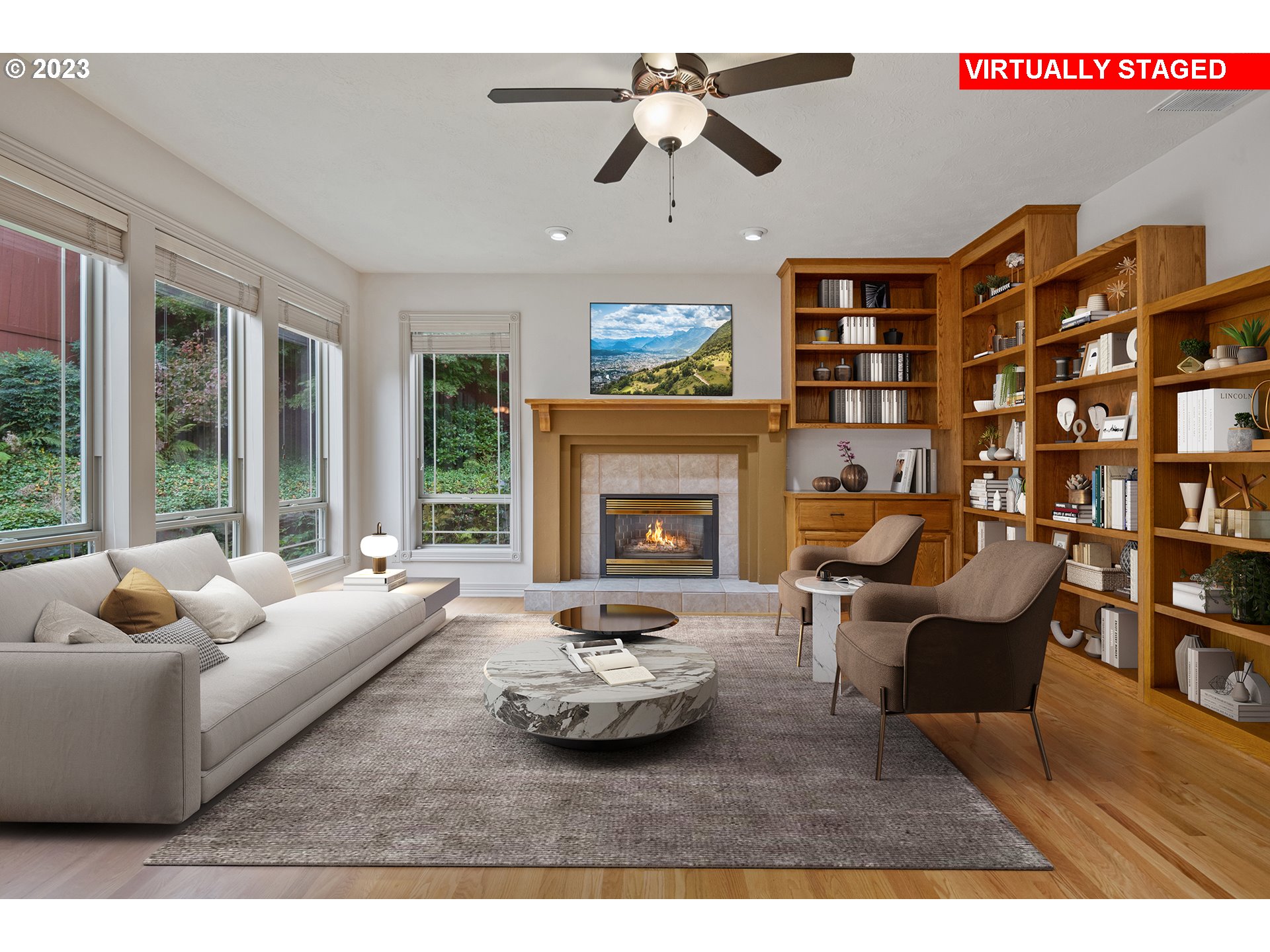 1236 Southeast 26th Drive Gresham, OR 97080 - Photo 19 of 48 a living room with furniture and a fireplace