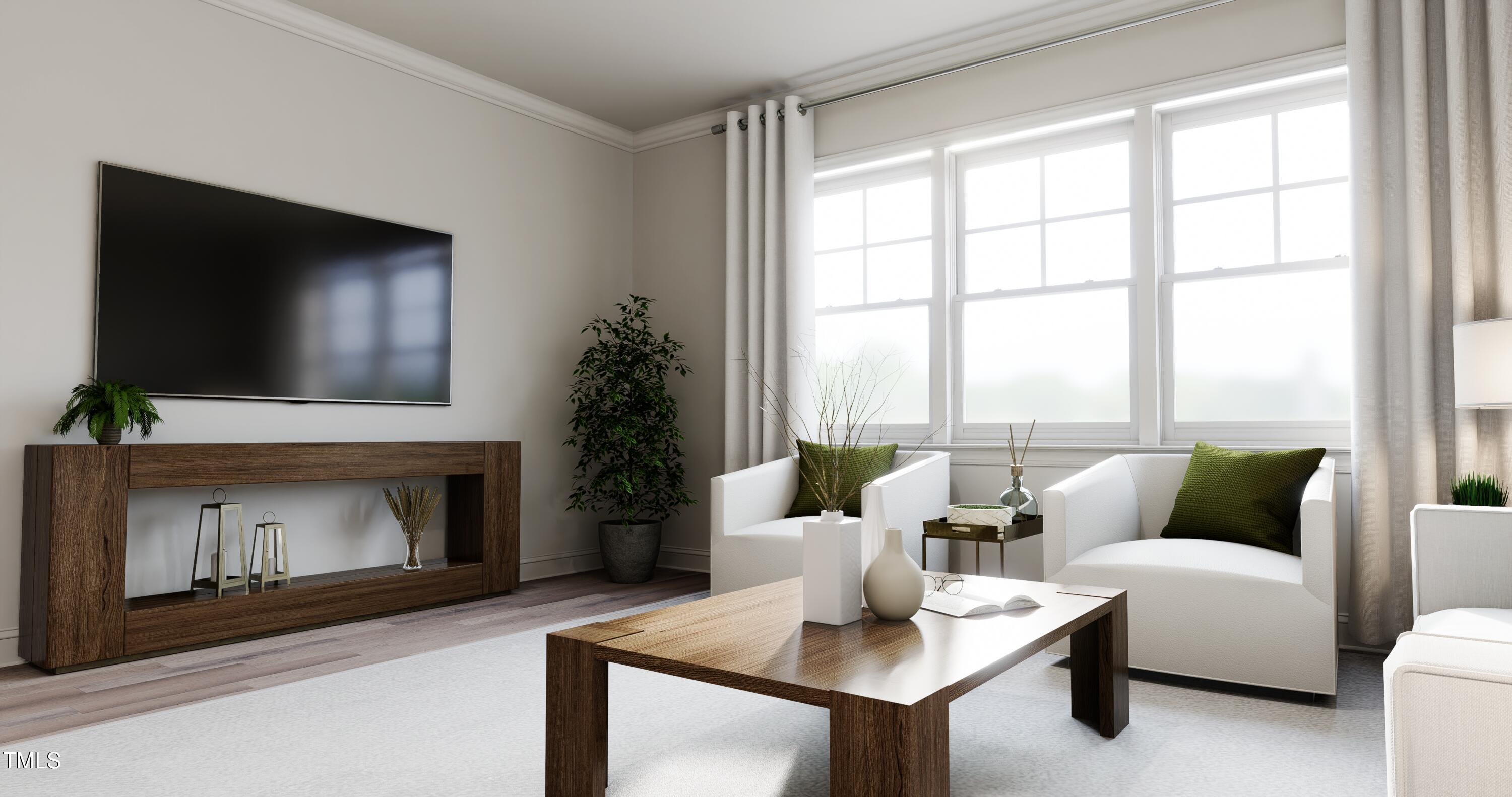 353 Calvander Lane Apex, NC 27539 - Photo 5 of 33 a living room with furniture and a fireplace
