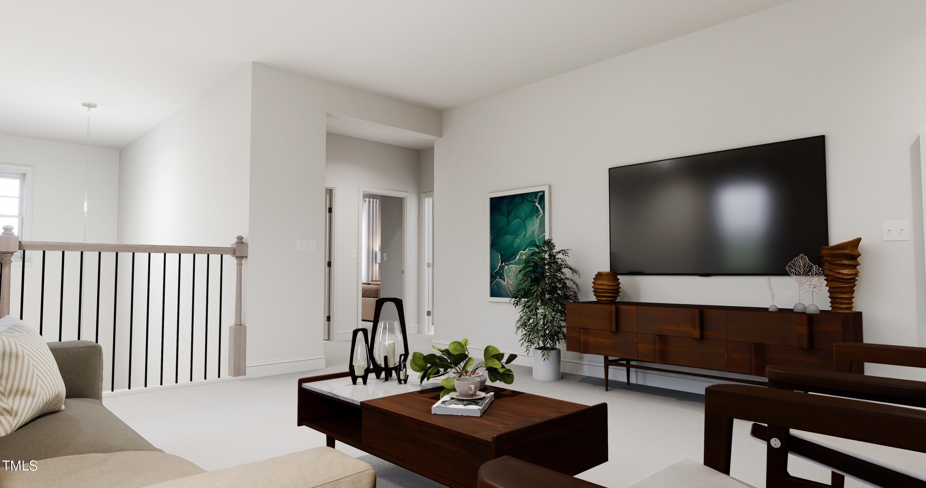 353 Calvander Lane Apex, NC 27539 - Photo 9 of 33 a living room with furniture and a flat screen tv