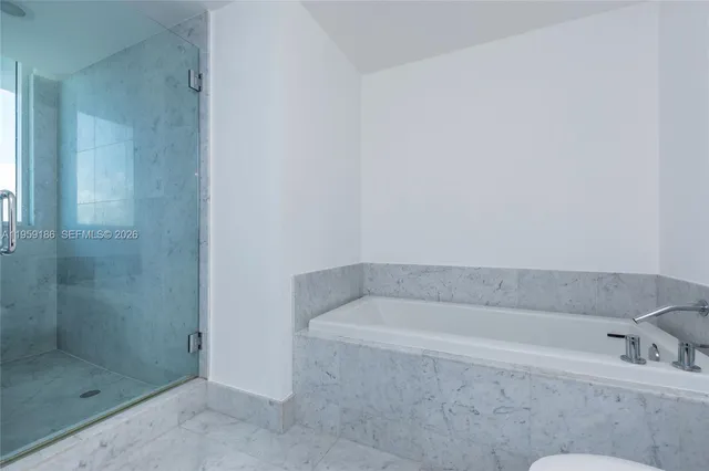 a bathroom with a bathtub