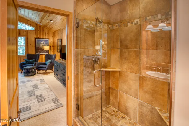 a bedroom with a bed and a closet