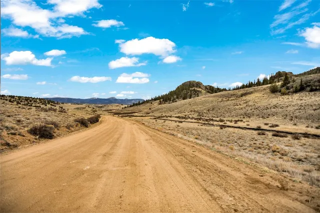 a view of a dry yard with mountain