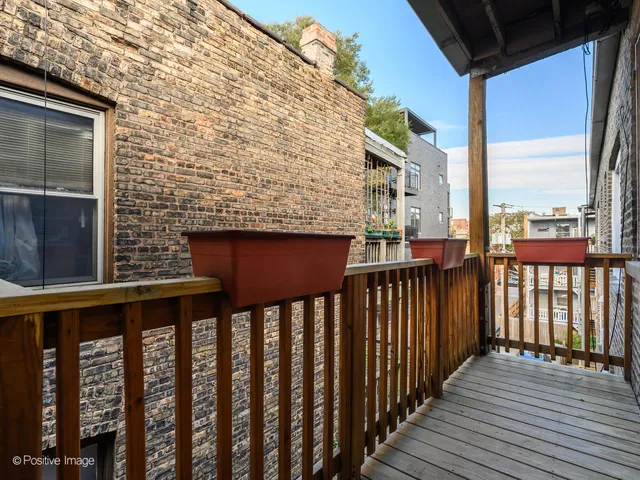 a view of wooden balcony