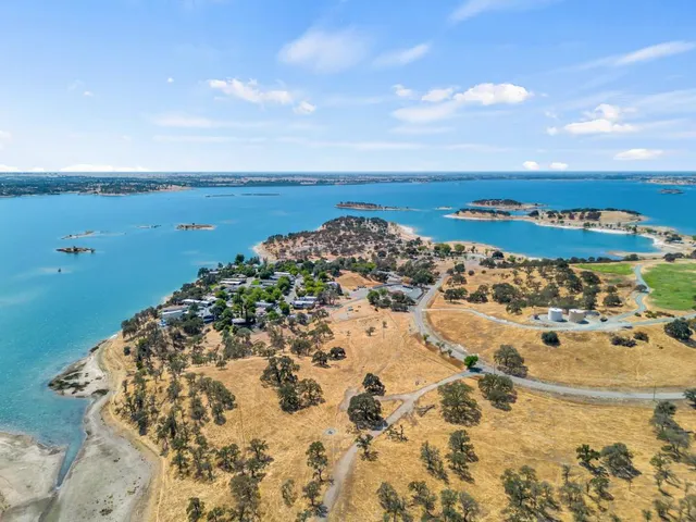a view of a lake with a mountain in the background