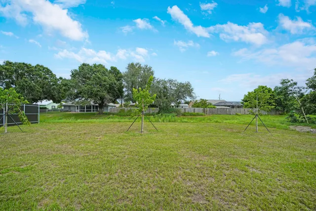 a backyard of a house with lots of green space
