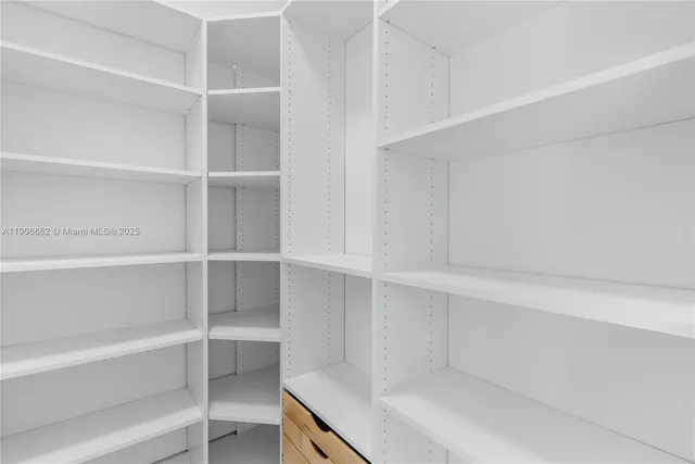 a view of an empty walk in closet