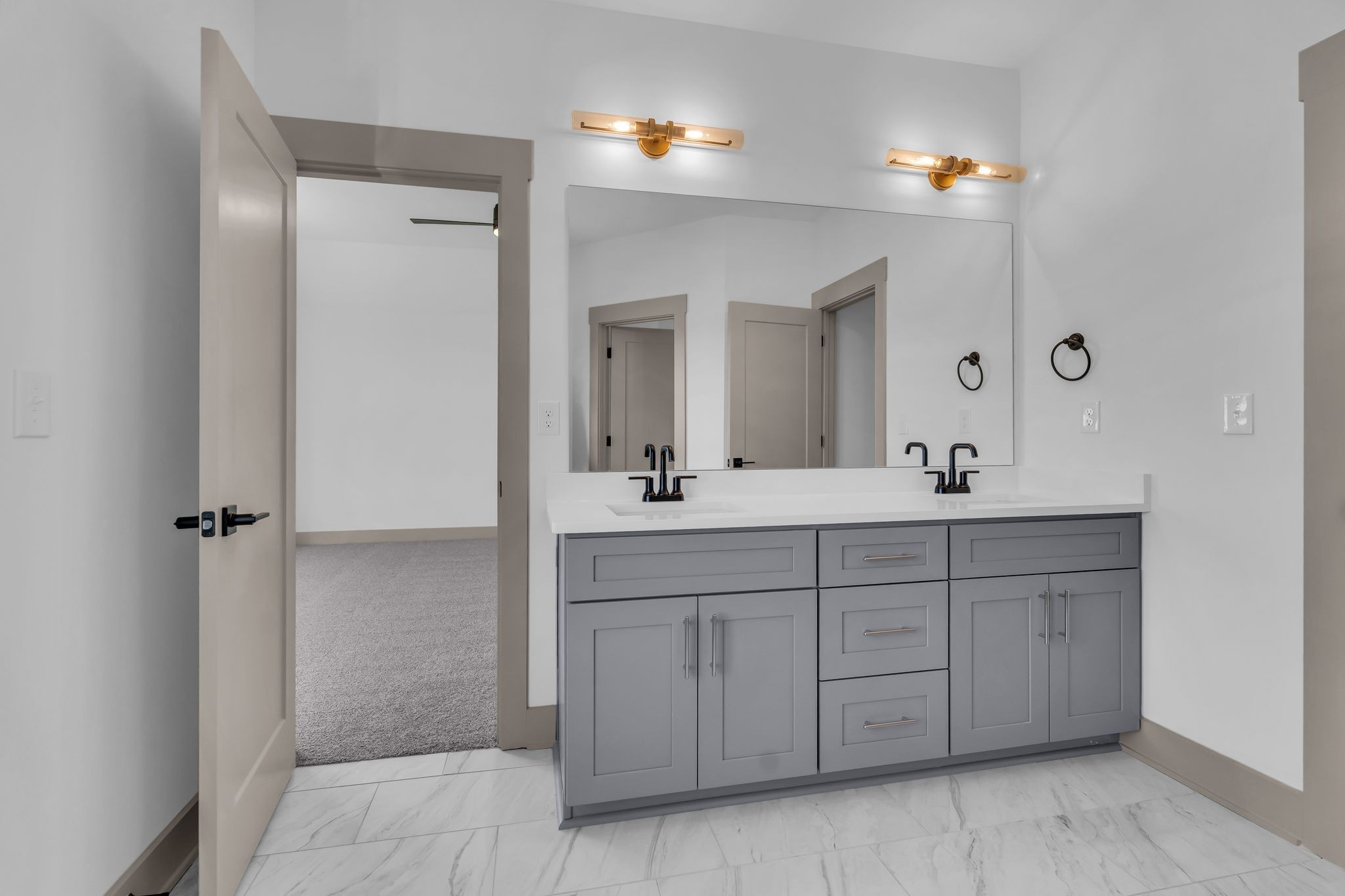 5414 Old Salem Road Rockvale, TN 37153 - Photo 29 of 34 a bathroom with a double vanity sink and a mirror