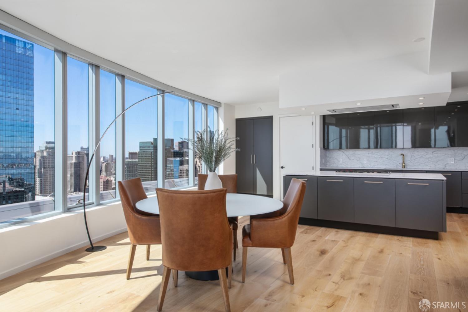 201 Folsom Street, Unit PH41C San Francisco, CA 94105 - Photo 12 of 72 a dining room with furniture and large windows