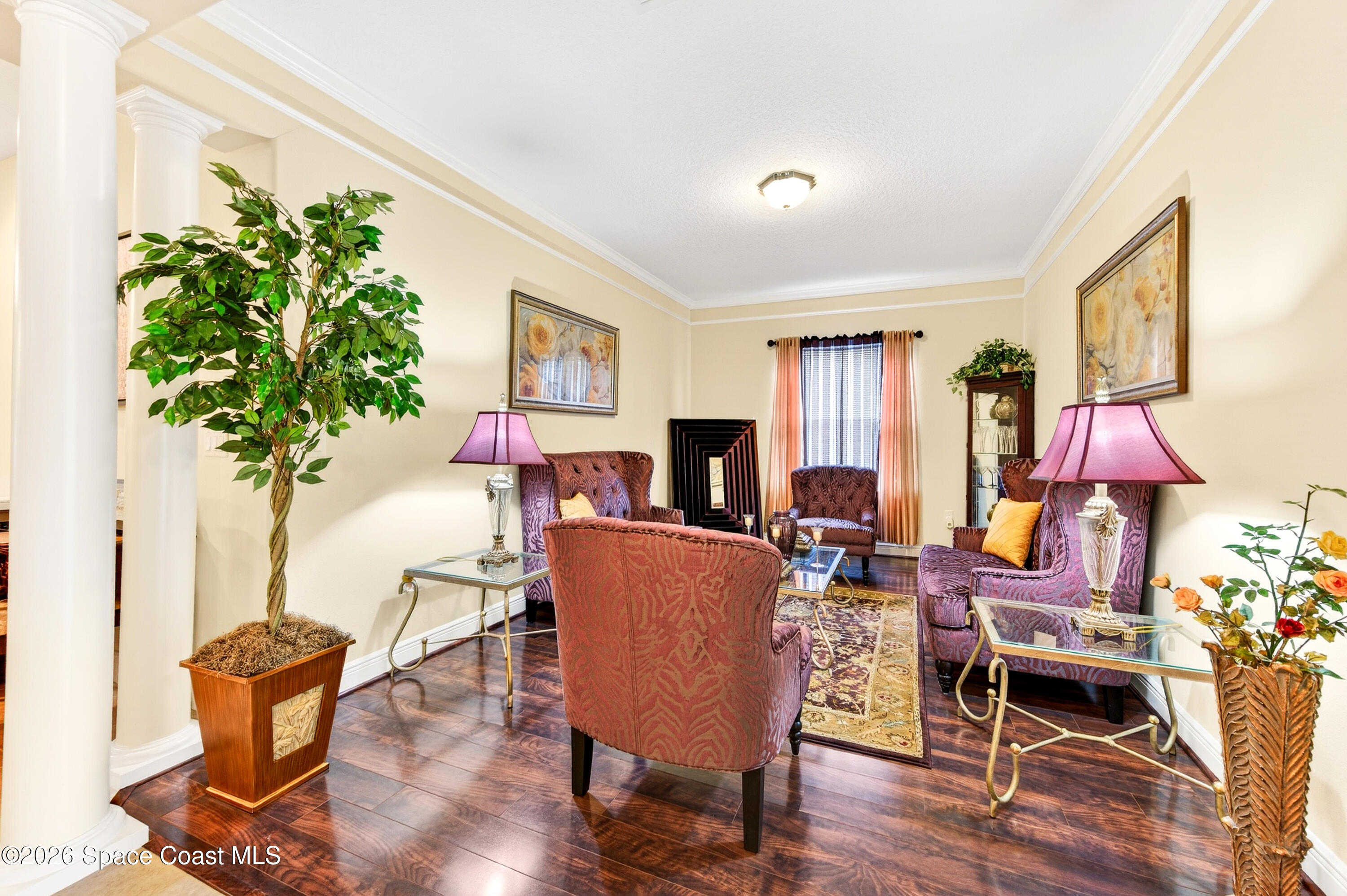3347 Slate Street Melbourne, FL 32904 - Photo 7 of 48 Living/Dining Rm w/Decorative Columns