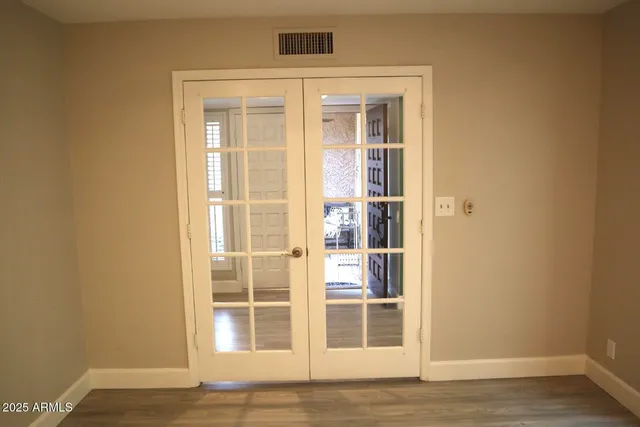 a view of wooden door