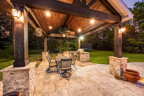 a view of outdoor space yard swimming pool and green space