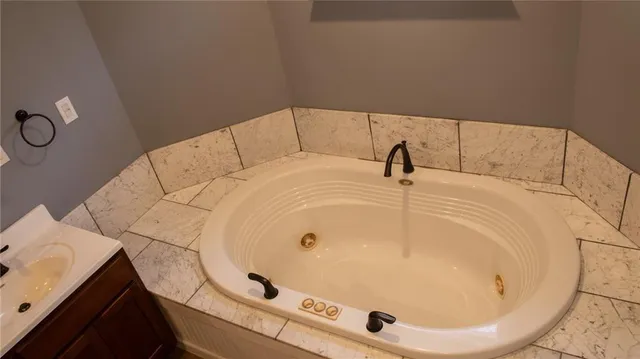 a bathroom with a tub