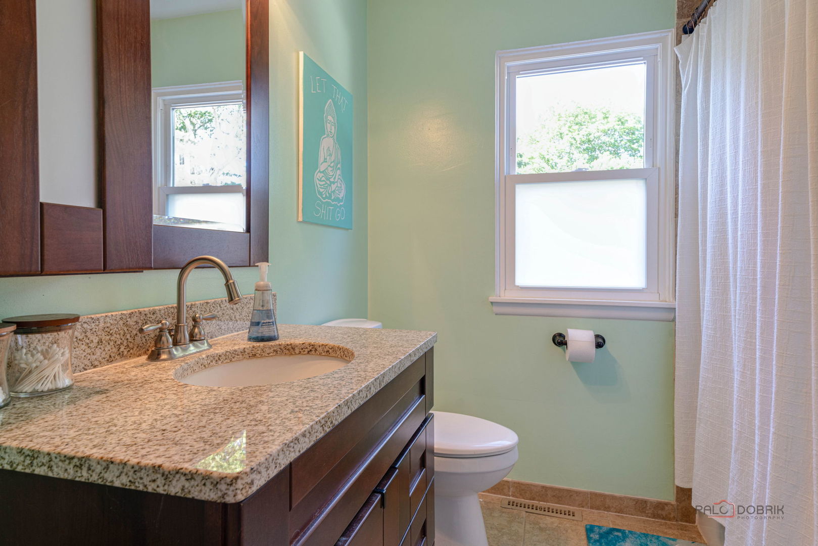 489 1st Street Antioch, IL 60002 - Photo 14 of 33 a bathroom with a granite countertop sink toilet and a window