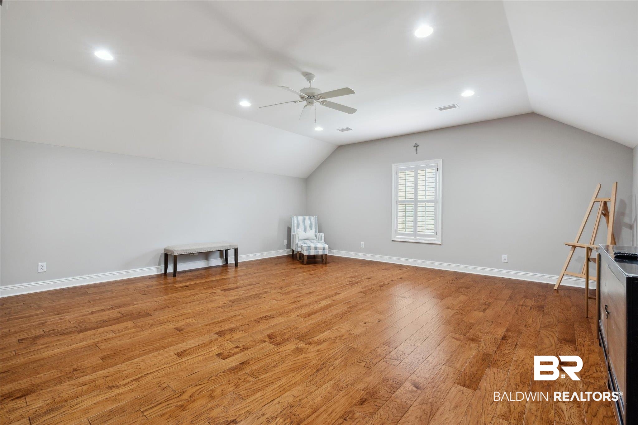 804 Country Club Road Mobile, AL 36609 - Photo 49 of 63 Additional living space with light hardwood / wood-style floors, vaulted ceiling, and ceiling fan