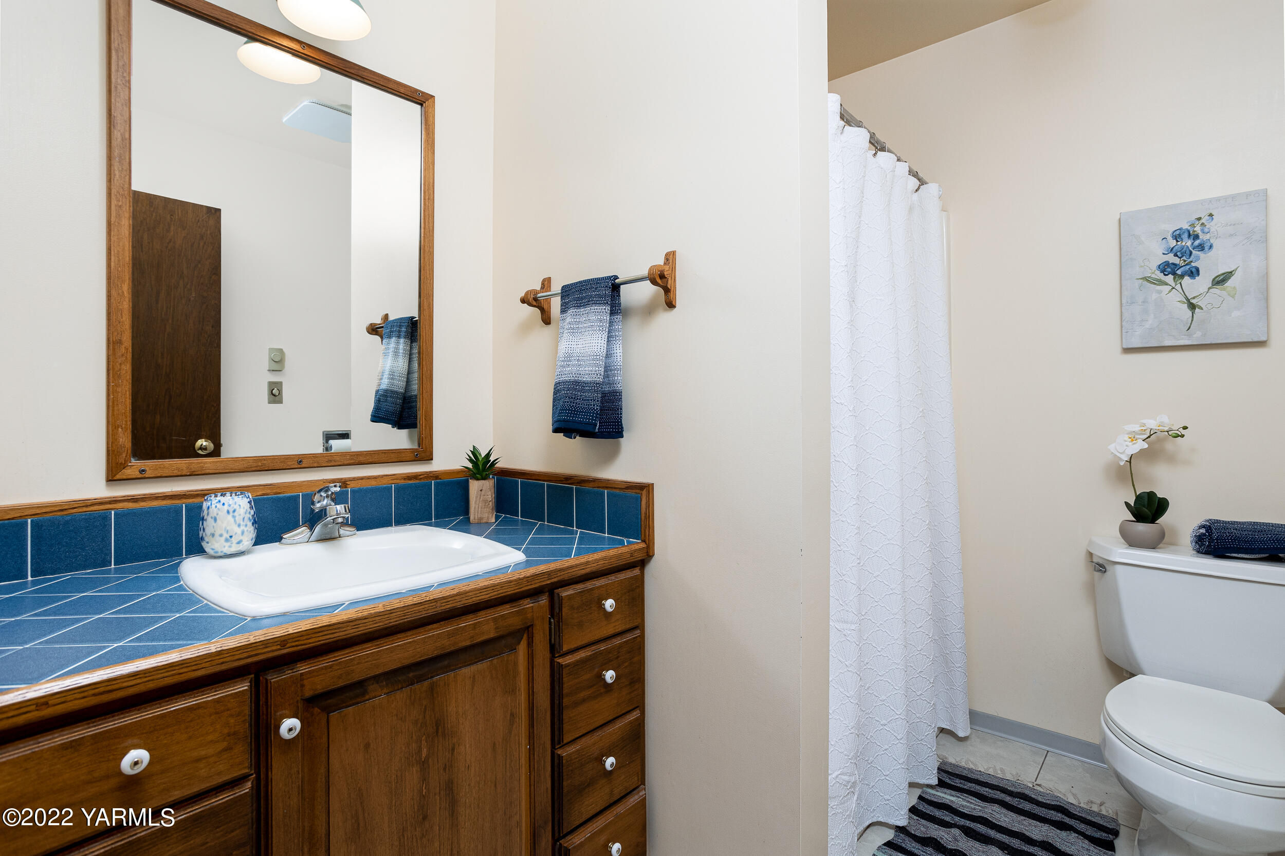 2450 Cook Road Yakima, WA 98908 - Photo 22 of 52 a bathroom with a sink a toilet a mirror and shower