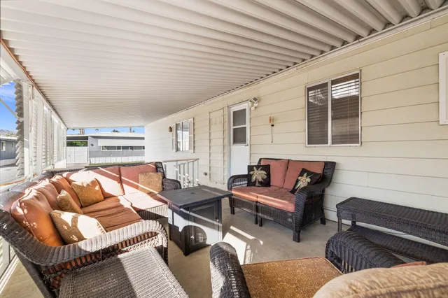 a outdoor living space with furniture