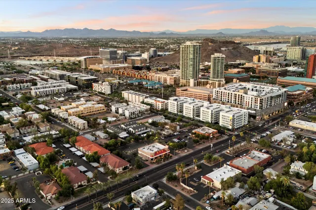 a view of a lake with a city