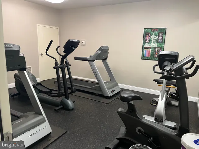 a room with gym equipment