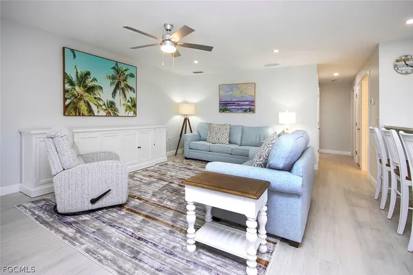a living room with furniture and a couch