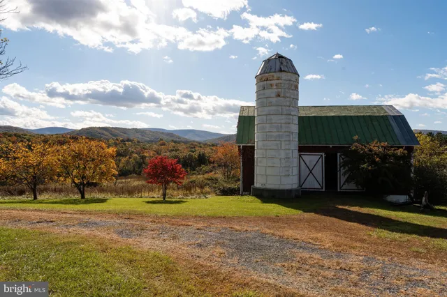 a view of a field with a mountain in the background