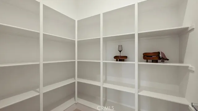 a view of an empty walk in closet