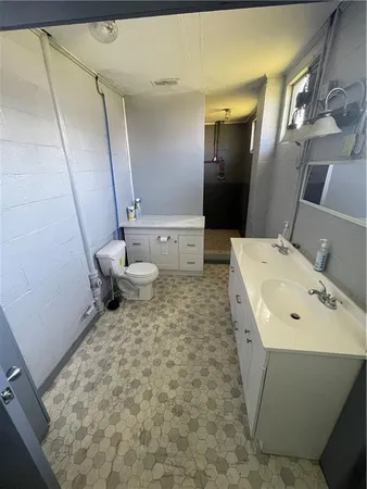 a bathroom with a sink and a toilet